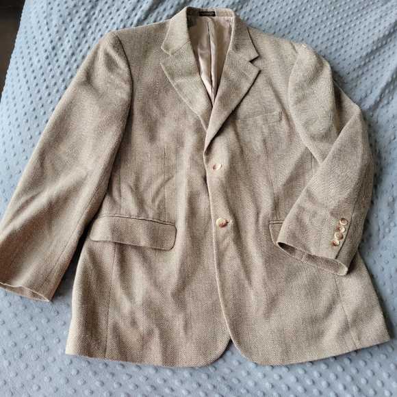 Vintage Oscar De La Renta Soft Light Brown/Beige Tweed Suit Jacket Size 41R - Picture 1 of 7